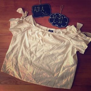 Gold Off The Shoulders Bow Accent Top